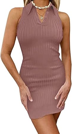 Womens Sleeveless Bodycon Dress Short Shirt Tank Fitted Tight Party Sun Mini Club Cocktail Dresses
