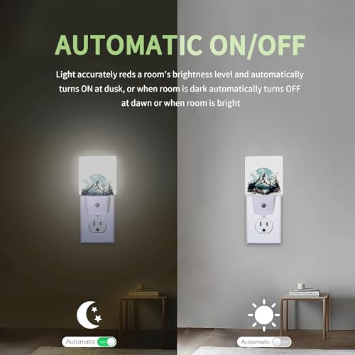 Image of Nordic Forest Mountain Night Light, Night Light Plug into Wall with Dusk to Dawn Sensor, LED Lamp Energy Saving Lights for Men Women Boys Girls,Lamp for Bedroom Bathroom Hallway