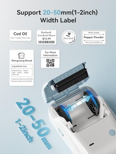 Image of NIIMBOT B1 Label Maker Machine with 3 Tapes, 50x30mm White /40x30mm Clear /34x34mm Round, Bluetooth Thermal Label Printer for Small Business,Office,Home,School (Light Blue, 1 Printer+3 Roll Label)