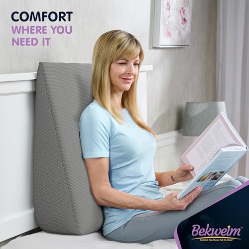 Bed Wedge Pillow | Unique Curved Design for Multi Position Use | Memory Foam Wedge Pillow for Sleeping | Works for Back Support, Leg, Knee | Includes Cover Plus Extra Sheet (Dark Grey)