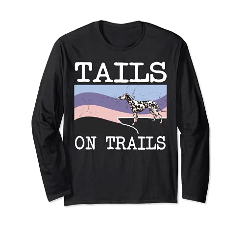 Dalmatian Tails On Trails Funny Dog Hiking Long Sleeve T-Shirt, Black