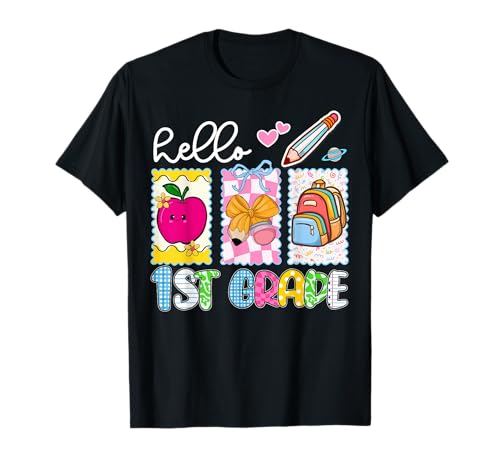 Hello 1st Grade Coquette First Day of School Outfits Girls T-Shirt