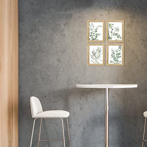 Botanical Plant Canvas Wall Art: Bohemian Framed Green Eucalyptus Picture Print, 4 Piece Watercolor Leaf Poster For Bedroom Living Room Decor #TOP4