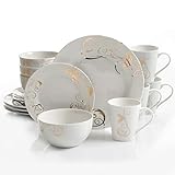 Gibson Seasonal Gold 16 PC Dinnerware Set, Serving, Porcelain
