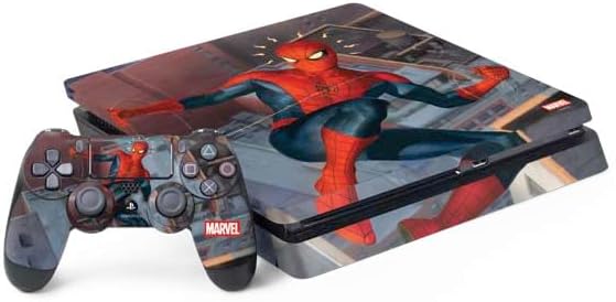 Skinit Decal Gaming Skin Compatible with PS4 Slim Bundle - Officially Licensed Marvel Spiderman Spiderman Emblem Design