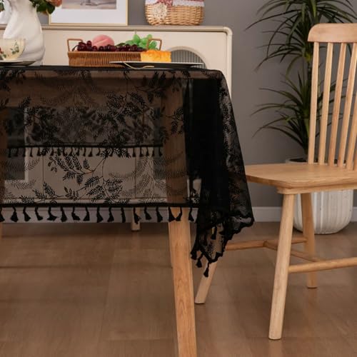 Nappe polyester rectangulaire anti tache lavable 140x240cm jacquard feuilles - 7