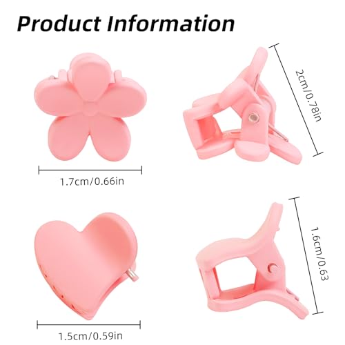100Pcs Colorful Mini Flower Hair Clips Set, TEBIEKOY Small Hair Clips Mini Heart Hair Claw Clip Cute Jaw Clips Hair Pins Hair Barrettes Tiny Flower Hair Accessories for Women - Thumbnail 2