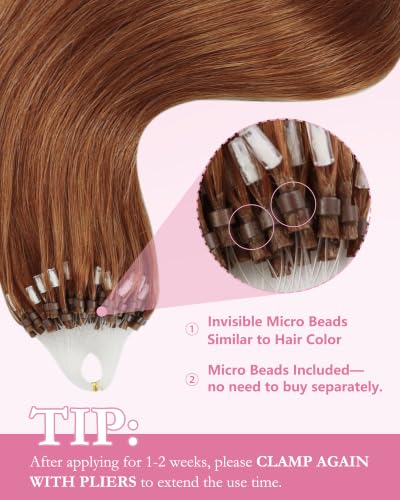 Image of YoungSee Micro Ring Hair Extensions Copper 24 Inch 25 Strands 25g