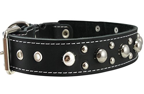 Black Genuine Leather Studded Dog Collar, Soft Suede Padded1.5 Wide. Fits 17"-20" Neck #TOP3
