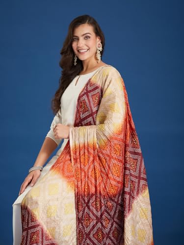 Image of Women's Silk Blend Abstract Pattern Red Dupatta with 2.20 Meters | Women's cotton printed dupatta with tassels -Red Shed Patta