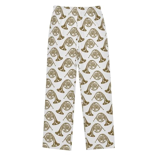 ZZXXB French Horn Boys Long Pants Soft Trousers Elastic Waist Kids Lounge Bottoms with Pockets S-XL