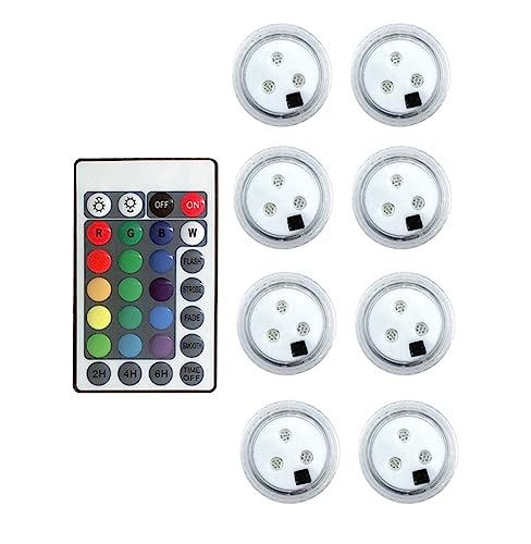 CRemote Control RGB Luce a LED sommergibile Alimentata a batteria LED Luce subacquea Piscina Lampada da notte Festa di nozze for acquario(8 Lamp 1 controller)