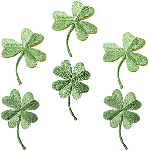 EXCEART Clovers Embroidered Appliques Four Leaf Clovers Iron On Patches Green Clovers Embroidery Applique Irish Clovers Applique for DIY Backpacks Jeans Jackets Clothing Accessories (6pcs)