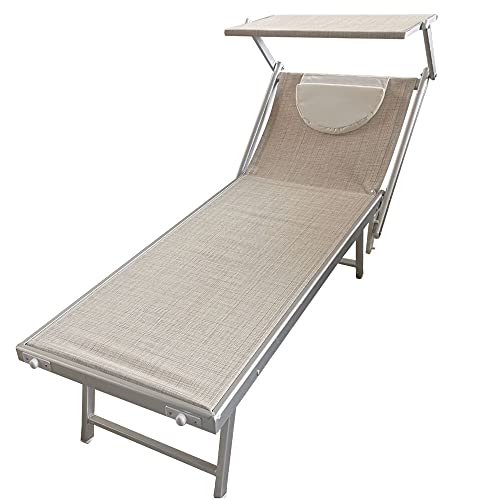 Lettino Prendisole Pieghevole Chicreat Korfu Basic - Struttura In Alluminio, Textilene, Schienale Regolabile, Grigio/Argento