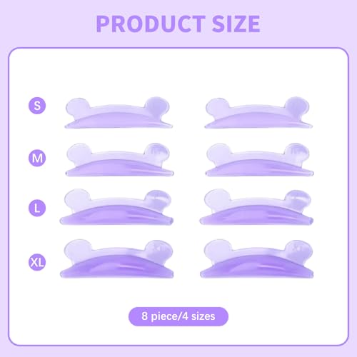 VARKAGE Wimpernlifting Pads, 8 Stück, 4 Größen, Silikon, Lila, Wimpernheber
