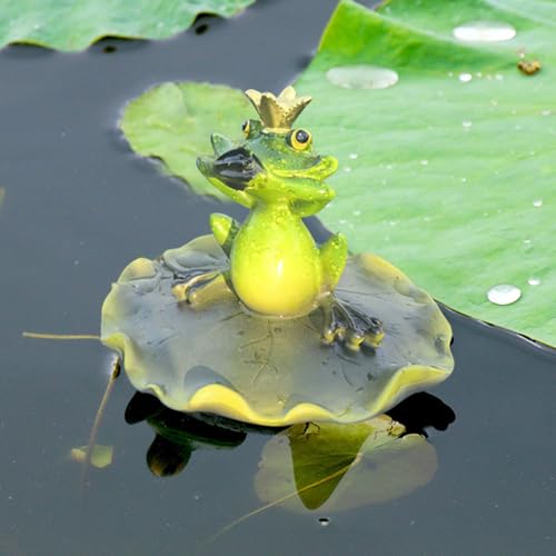 Décoration de bassin - Mini étang - Roi grenouille flottante - Décoration d'étang flottante - Mini étang - Décoration de jardin - Grenouille - En résine - Pour jardin, balcon, étang - Décoration (A)