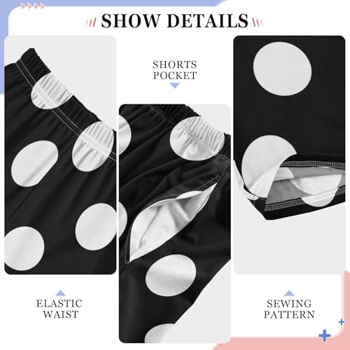 Boys' Pants White Polka Dots Black Classic Long Bottoms Jogger Pants Elastic Waist Trousers with Pockets S-XL4