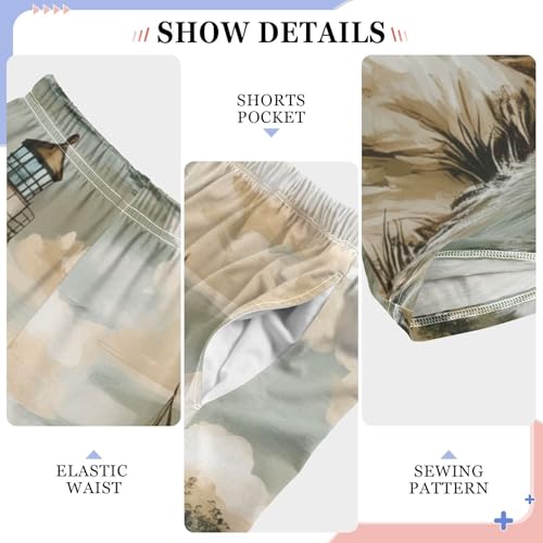 ZZXXB Retro Sailboat and Lighthouse Boys Long Pants Soft Trousers Elastic Waist Kids Lounge Bottoms with Pockets S-XL4