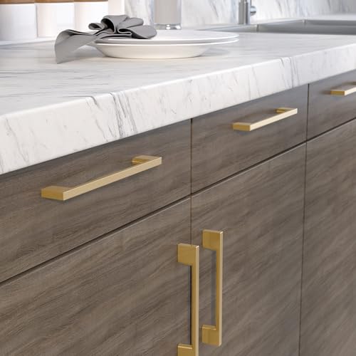 Image of Richelieu Hardware BP8160160CHBRZ Armadale Collection 6 5 /16-inch (160 mm) Center-to-Center Champagne Bronze Modern Rectangular Cabinet and Drawer Pull Handle for Kitchen, Bathroom, and Furniture