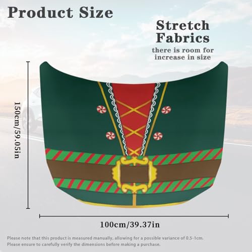 Image of Renewold Christmas Clothes Pattern Green, Car Hood Cover, Vehicle Hood Wrap Blanket, Women Men Automotive Exterior Accessories, Elastic for Outdoor Indoor Xmas Winter Holiday Party