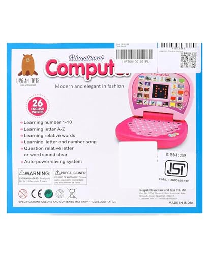 Image of Braintastic Kids Laptop Computer Musical Learning & Educational Toy with Led Display & Music for Kids (Pink)