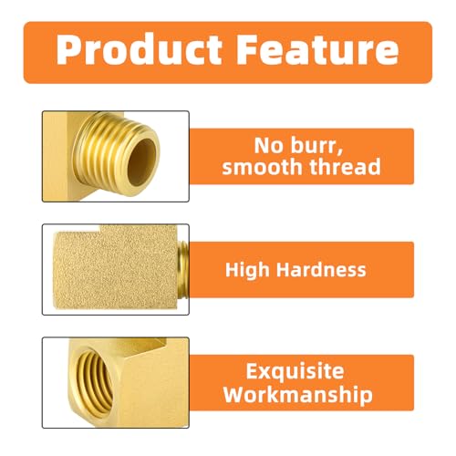 Image of GASHER 5Pcs Brass Tee Fitting, 1 /8 inch FNPT x 1 /8 inch FNPTx 1 /8 inch MNPT Pipe Fittings, Male Run Tee
