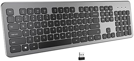 BANRUO Wireless Keyboard, 2.4G Ergonomic Wireless Computer Keyboard, Enlarged Indicator Light, Portable Full Size PC Cordless USB Keyboard with Numeric Keypad for Laptop, Desktop,Chromebook,Notebook