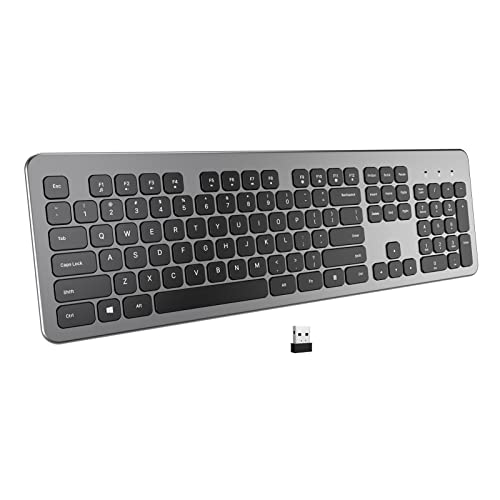 Banruo Wireless Keyboard, 2.4G Ergonomic Wireless Computer Keyboard, Enlarged Indicator Light, Portable Full Size Pc Cordless Usb Keyboard With Numeric Keypad For Laptop, Desktop,Chromebook,Notebook #TOP24
