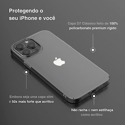 Dechutz Capa D7 Clássico Slim Fit, Nunca amarela - para iPhone 13 Pro Max (Transparente)