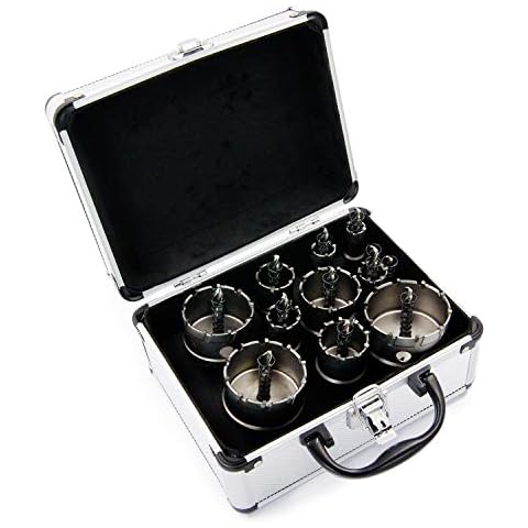TCT Hole Saw Kit, LAIWEI Carbide Stainless Steel Hole Saw, Electric Metal Drill Saw, Tungsten Alloy Hole Cutter, Carbide Tipped Hole Saw Drill Bit Tungsten Carbide Tipped Hole Saw Drill Bit (14pcs) Cover
