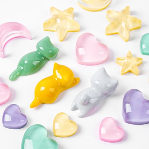 YODOYO 5 Pcs Keychain Resin Molds Kit, Cat Heart Star Moon Silicone Mold by YODOYO - Used condition - Image 3