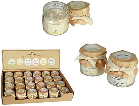 100% Natural Soy Wax Retro Jam Jar Bottle Luxury Candle with Essential Oils Aroma of Vanilla, Jasmine, Lilly, Gardenia, French Cotton - Ideal Decor and Occasional Gift, (Jasmine)