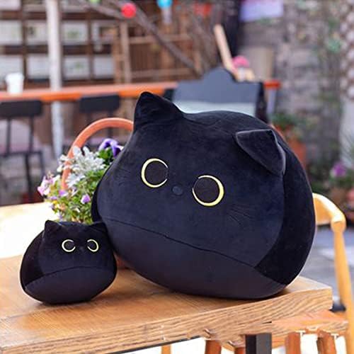 3D Black Cat Plush Stuffed Animal Toy Pillow, Fat Black Cat Stuffed Animal Cat Plushie, Kawaii Pillows Cat Pillow Kawaii Cat Shape Design Lumbar Back Cushion Decoration