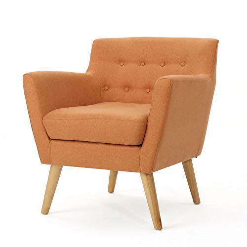 Christopher Knight Home Meena Mid-Century Modern Fabric Club Chair, Orange / Natural #TOP13