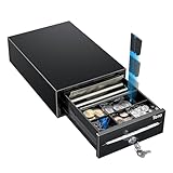 Tera Cash Register Drawer 8' Mini: 4 Bill 6 Coin Small Cash Drawer Auto Open with Media Slot 24V RJ12 Cable for POS System Key-Lock Removable Coin Separators for Small Business Retail Counter 208
