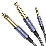 MOSWAG 3.5mm to 6.35mm 変換 、オーディオケーブル 変換ステレオミニプラグ 6.35mm 2分配ケーブル オス-オス、 HIFI 高耐久性 24K金メッキ コネクター スマホ/PC/CDプレーヤー/スピーカー/アンプ家庭用ステレオシステムに等に適用
