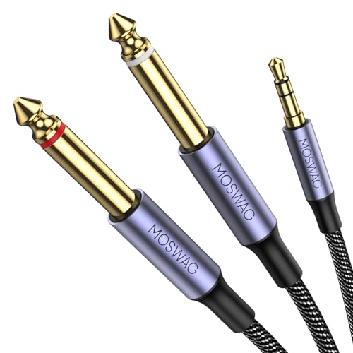 MOSWAG 3.5mm 1/8" TRS to Double 6.35mm 1/4" TS Mono Y-Cable 32.8FT/5Meter Splitter Cable,Stereo Audio Cord Compatible with Phone iPod Laptop Multimedia Speakers and Home Stereo Systems by MOSWAG - Used condition - US$13.26