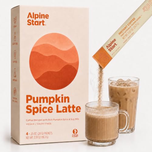 Alpine Start Instant Pumpkin Spice Latte, Hot &amp; Creamy, Vegan, 4 Sticks