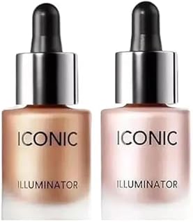 Pack of 2 Iconic Illuminator Drops – Glow Liquid Highlighters for Radiant Face Makeup Iconic Highlighter Liquid Face and B...