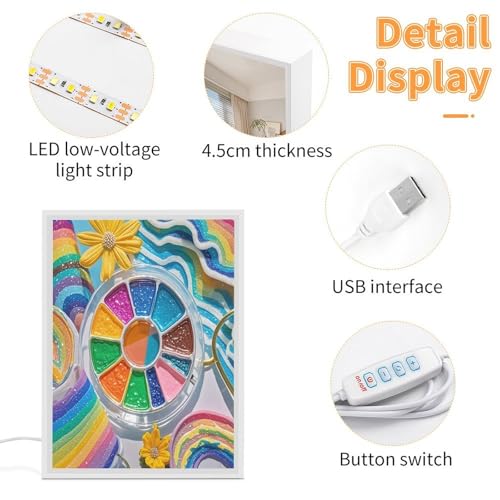 Espejo de tocador de paleta arcoíris con luces LED regulables en tres tonos FekiLoot 5
