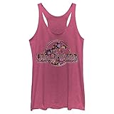 Jurassic Park Womens Jurassic World Logo Folk Pattern Women's Racerback Tank Top Shirt, Pink...