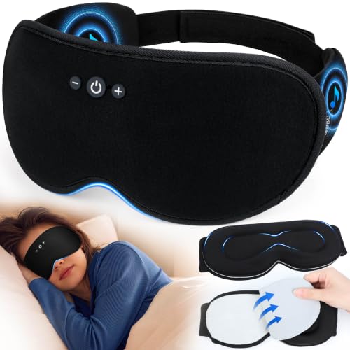 ZHENYEMEI Modal Sleep Mask Headphones w/Removable & Blackout 3D Eye Cups