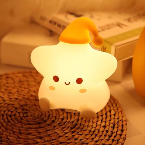 Fanimyholy Star Luce Notturna Bambini, Silicone Luce Notturna Neonato, Lampada