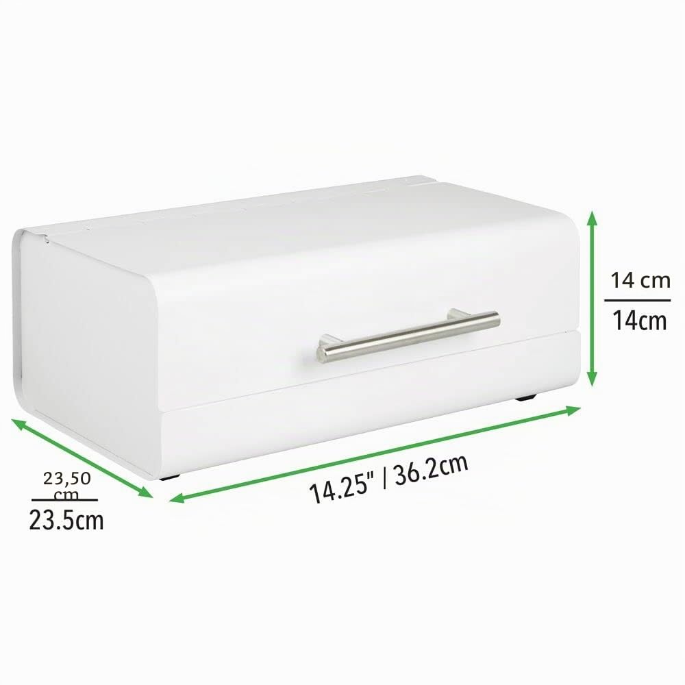 mDesign Brotkasten aus Metall - eleganter Vintage Brotkasten - Brotkasten mit Deckel für Backwaren - Weiß Matt
