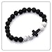 Fusamk Fashion Yoga Natural Stone Bracelet Religious Cross Beads Link Bracelet.7.5