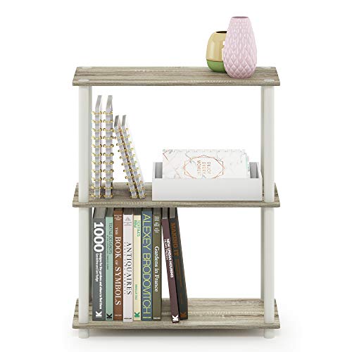 Image of Furinno TURN-N-TUBE Storage Shelves, 3-Tier Book Shelf, Corner Shelf, Toolless Open Shelves, for Organization and Storage, Living Room, Garage, Home Office, Sonoma Oak