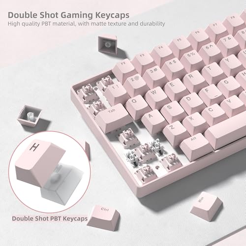 Image of Womier PBT Shine Through Keycaps, Cherry Profile Pink Keyboard Key caps