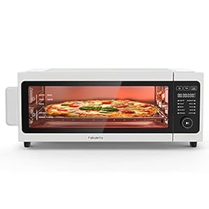 Toaster Oven Air Fryer Combo – Fabuletta 10-in-1 Countertop Convection Oven 1800W, Flip Up & Away Capability for Storage Space, Oil-Less Toaster Oven Fit 12″ Pizza, 9 Slices Toast (White)