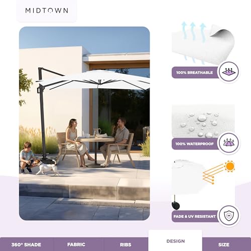 Image of Midtown Umbrellas Grande Square - 9 x 9 Ft Cantilever Umbrella