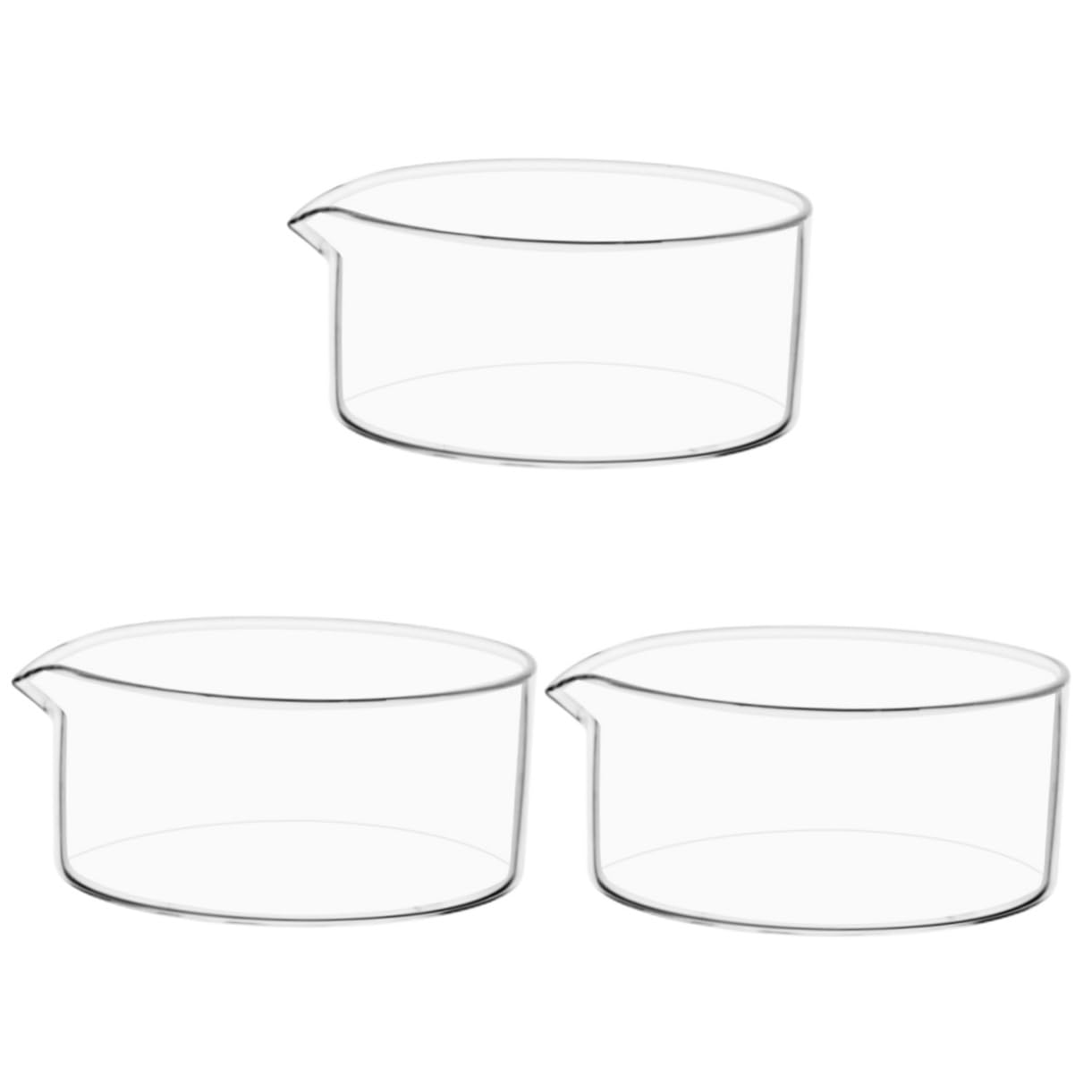 Gatuida 3pcs Laboratory Glass Crystallizing Dish Spout Flat Bottom Evaporation Container for Experiment Supply High Transparency Glassware for Chemistry and Science